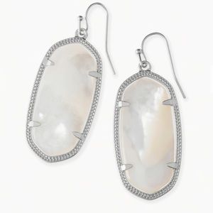 Elle Silver Drop Earrings In Ivory Mother-Of-Pearl